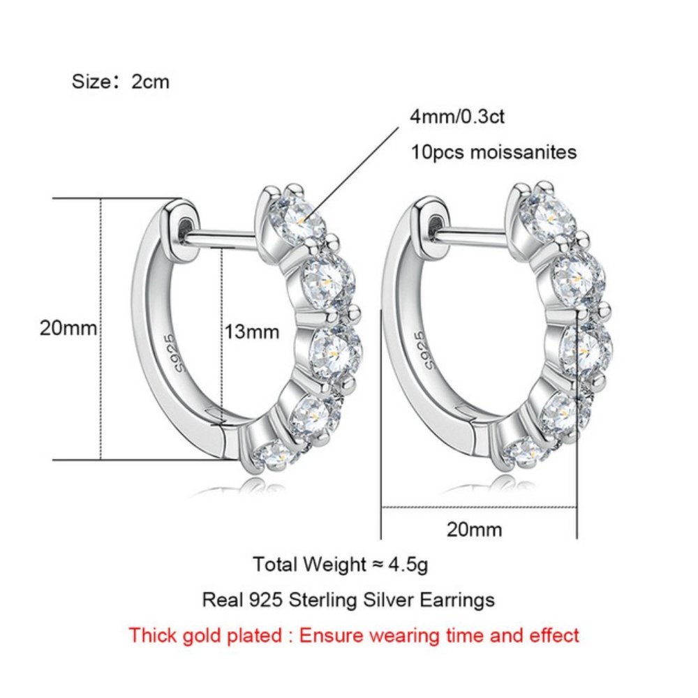 Certified 3ct. t.w. Moissanite Diamond 2cm Huggie Hoop Earrings NEW - Picture 10 of 16